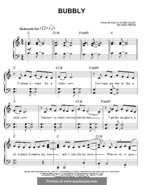 Bubbly By J Reeves Sheet Music On Musicaneo