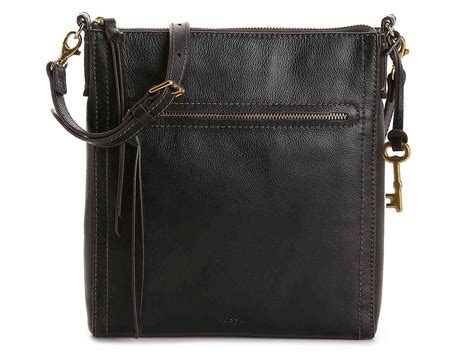 Fossil Small Black Leather Crossbody Bag Ermes