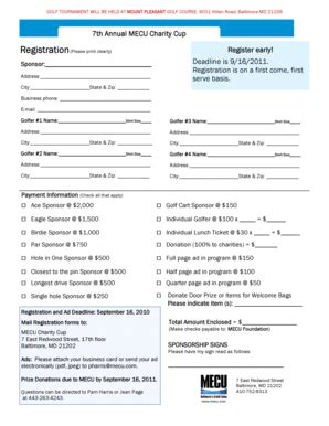 Fillable Online 2011 Golf Registration Forms Page 2 MECU Fax Email