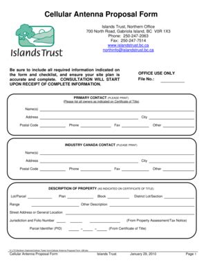 Fillable Online Islandstrust Bc Cellular Antenna Proposal Form