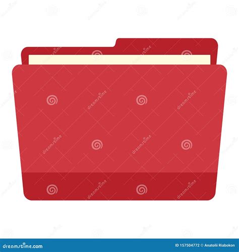 Red Pc File Folder Icon Flat Style Stock Vector Illustration Of