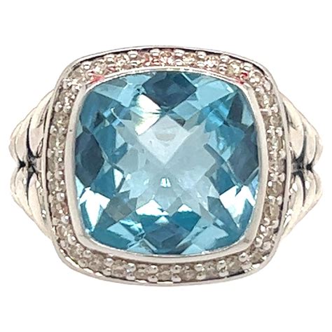 David Yurman Blue Topaz And Diamonds Sterling Silver Petite Wheaton