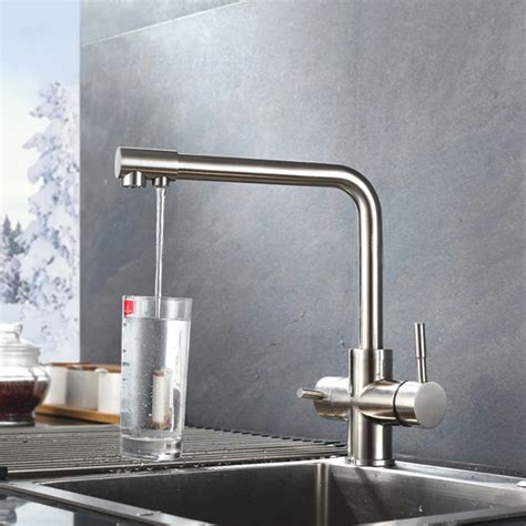 Kitchen Faucet Stainless Steel 3 Way With Filtered Water Spray Mixer