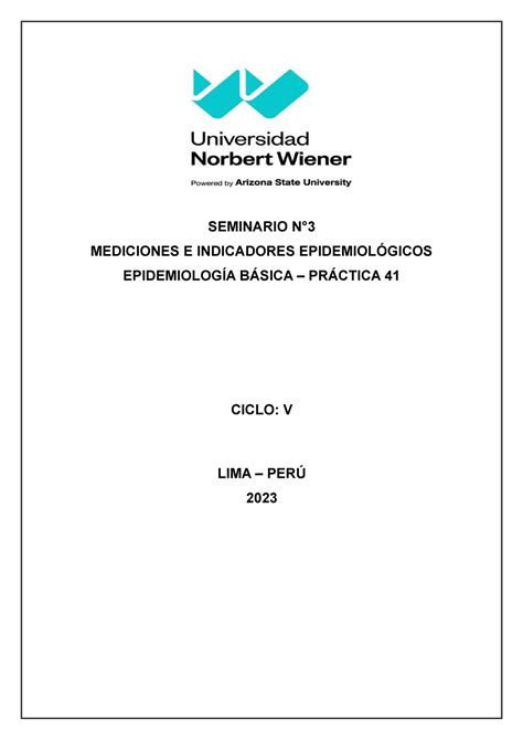 Seminario N Epidemiolog A Seminario N Mediciones E Indicadores