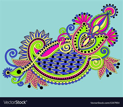 Original Hand Draw Line Art Ornate Flower Design Vector Image