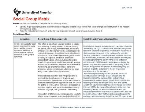 Soc100 V9 Wk5 Social Group Matrix 1 Soc100 V Social Group Matrix