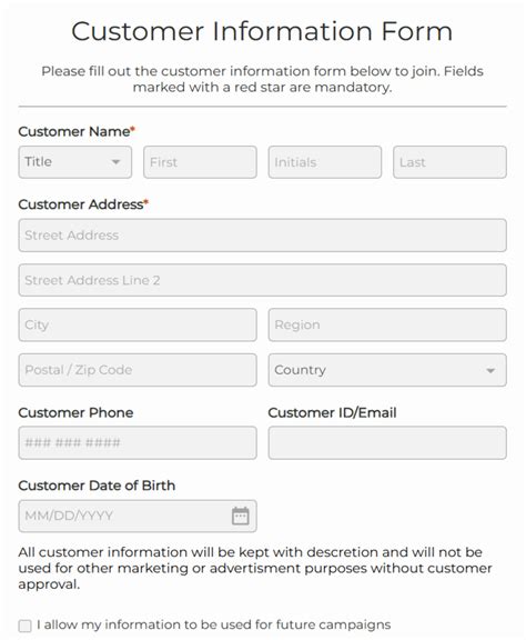 Free Customer Registration Form Templates 123formbuilder