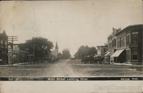 Main Street Looking West Genoa, NE Postcard