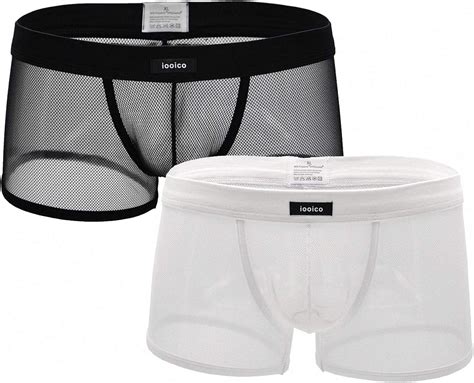 Iooico Men S Boxer Briefs Soft Mesh Underpants See Through Underwear