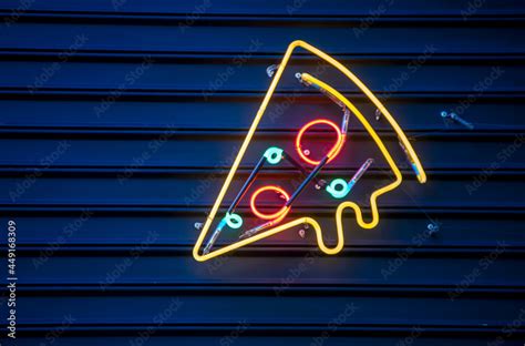 Pizza Slice Neon Sign Stock Photo Adobe Stock