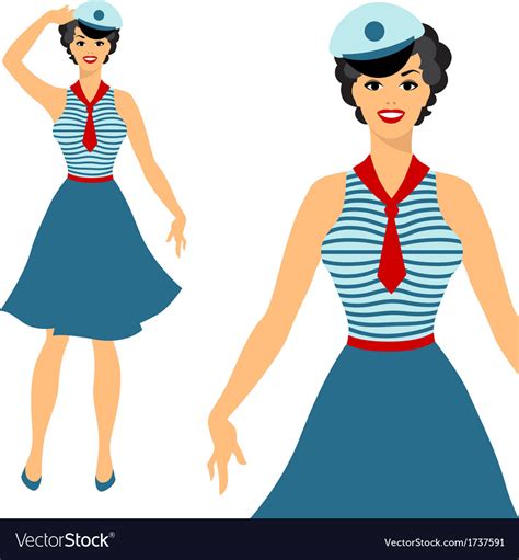 Beautiful Pin Up Sailor Girl 1950s Style Vector Image