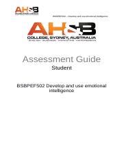 BSBPEF502 Develop And Implement Emotional Intelligence Student