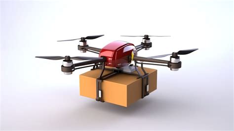 Mailbox Quadrocopter Drones Delivering A Parcel To Futuristic Shipping Concept On White