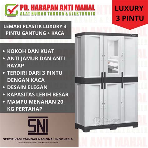 Jual Lemari Plastik Luxury Pintu Gantung Kaca Lemari Pakaian