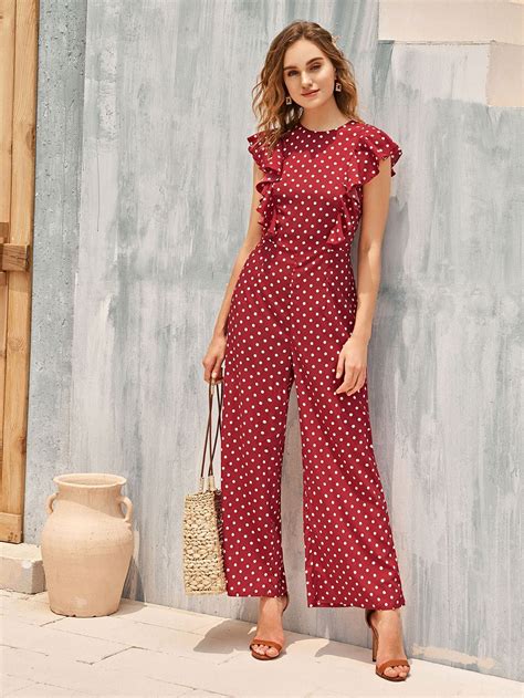 Ruffle Armhole Polka Dot Palazzo Jumpsuit Artofit