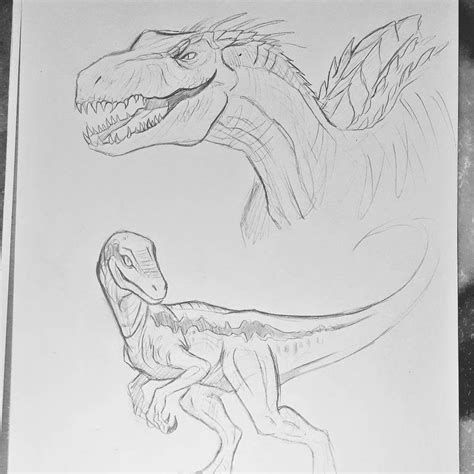 Indoraptor And Blue By Madpattii Dinosaur Drawing Dinosaur Sketch Dinosaur Art