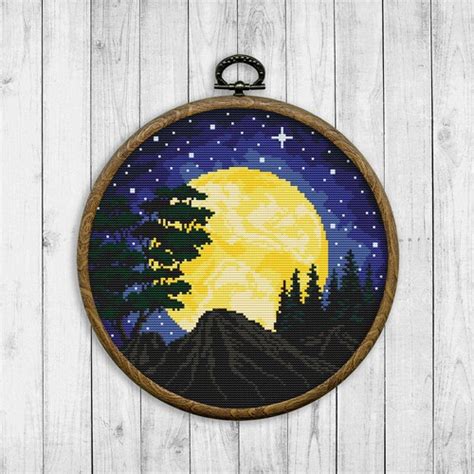 Bison Modern Cross Stitch Pattern Pdf Mountain Landscape Etsy