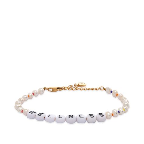 Sporty And Rich Wellness Pearl And Bead Bracelet White And Multi End Gb