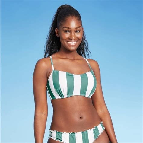 Shade Shore Swim Shade Shore Green Striped Bralette Bikini Top