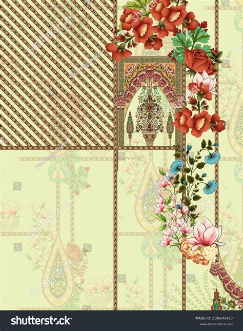 Digital Textile Design Mughal Motif Stock Illustration 2196649913 ...