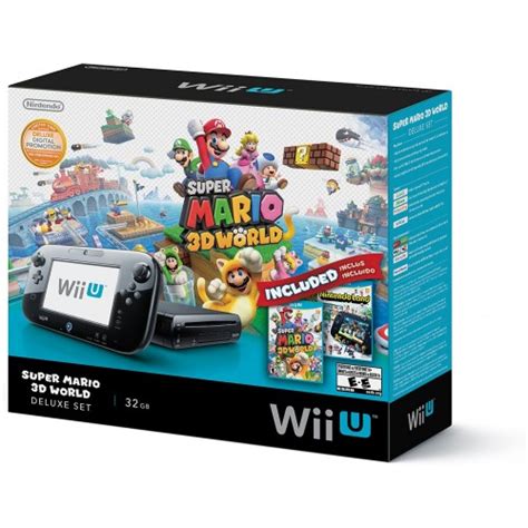 Wii U Gb Console With Super Mario D World And Nintendo Land Black