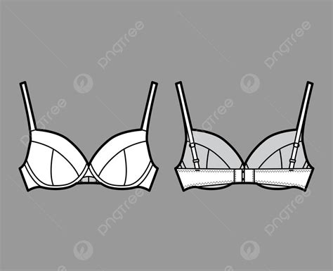 Full Cup Lingerie Technical Fashion Illustration Featuring Adjustable