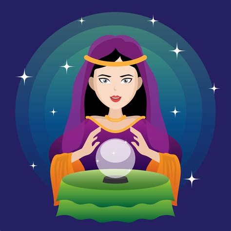 Fortune Teller With Crystal Ball Illustration 186944 Vector Art At