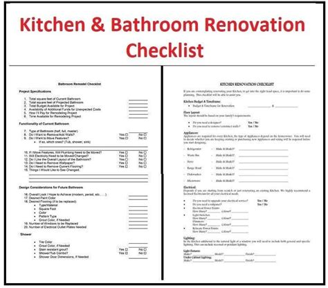 Kitchen And Bathroom Renovation Checklist All In One Checklist Template