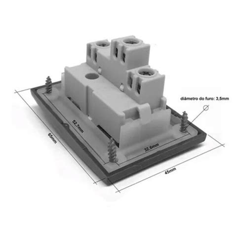 KIT 10 Interruptor Para Móvel Preto 10A Margirius Embutir MDF Planejado