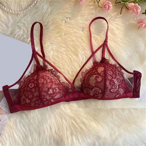 Munlar Womens Bra Wire Free Sexy Lingerie Strappy Lace Everyday Bra