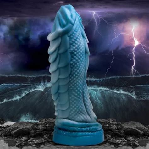 Creature Cocks Sea Serpent Scaly Silicone Dildo Blue Sex Toys At