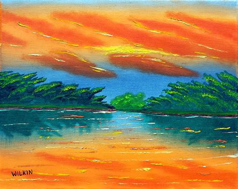 River Sunset Painting by David Wilkin - Fine Art America