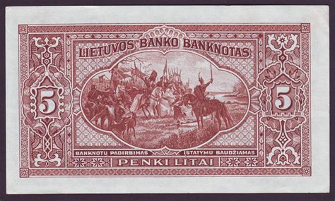 Lithuania Currency Litas 5 Litai banknote 1929 Commemorative issue ...