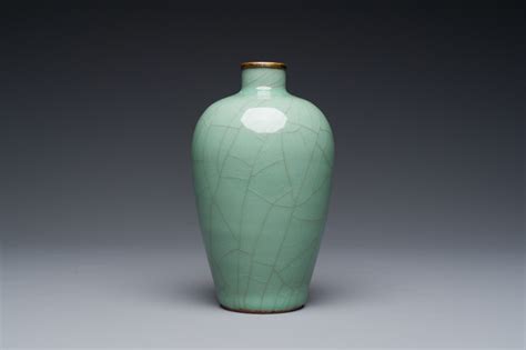 A Chinese Longquan Celadon Vase With Gilt Bronze Mount Ming Rob