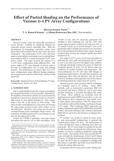 PDF Effect Of Partial Shading On The Performance Of Various 44 PV