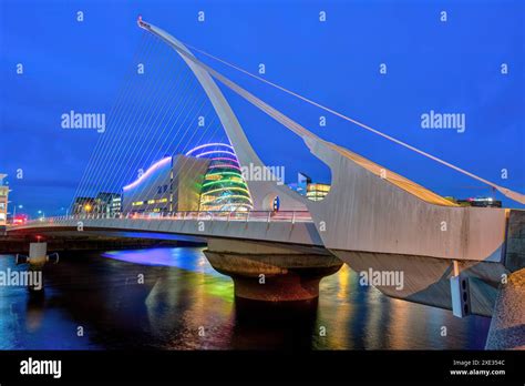 samuel beckett bridge  dublin ireland  dusk stock photo alamy