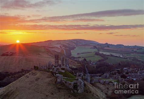 Corfe Castle Sunrise Photograph by Chris Barnard | Pixels