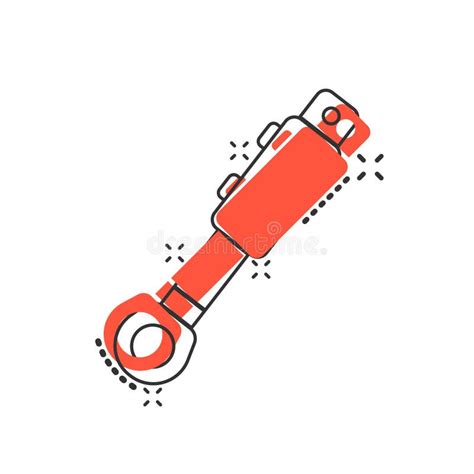 Hydraulic Icon In Comic Style Cylinder Cartoon Vector Illustration On