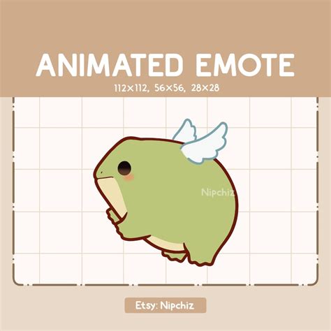 Animated Emote Cute And Adorable Chubby Green Frog Flying With Wings