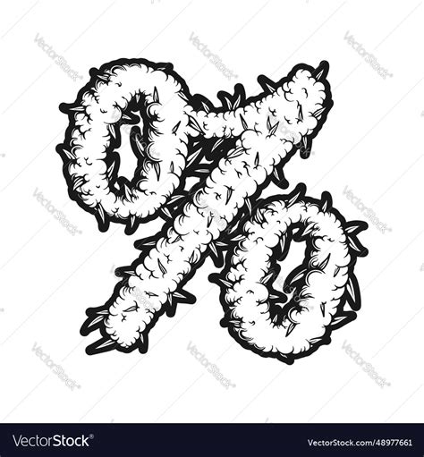 Weed growth leaf percent symbol monochrome Vector Image