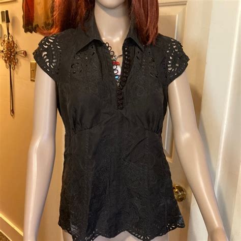 Etcetera Tops Vintage Etcetera Black Lace Look Top Size 6 Poshmark