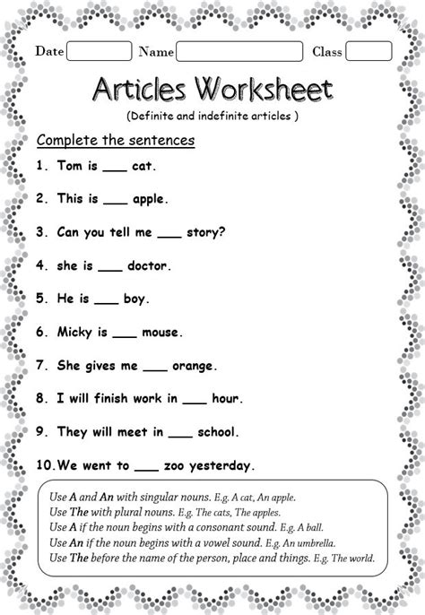 Articles A An The And No Article ESL Worksheet By