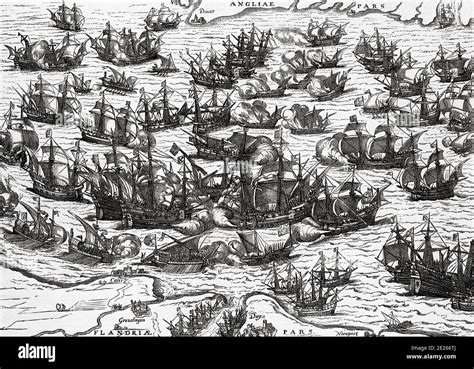 The Spanish Armada Coming Up The English Channel 1588 Anglo Spanish