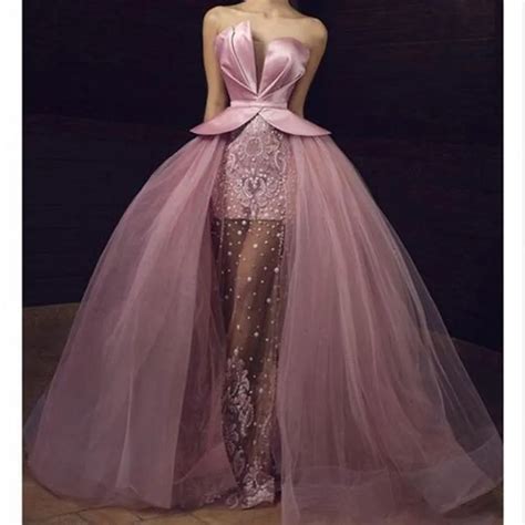 New Design Elegant Evening Formal Dress Long Beaded Stunning Party Dresses Dusty Pink A Line