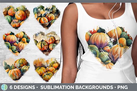 Fall Pumpkins Heart Distressed Clipart Graphic By Enliven Designs