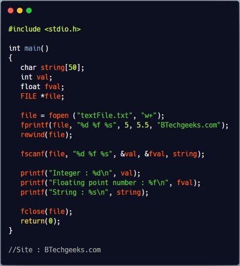 Fscanf C Fscanf C Library Function Btech Geeks
