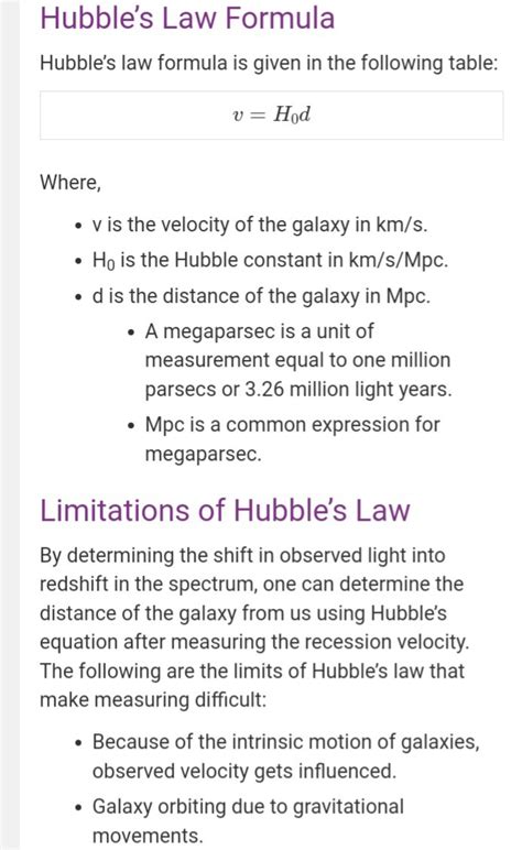 SOLUTION: Hubble's law formula, limitations and examples of hubbles law ...