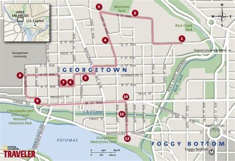 a map shows the locations of many attractions in georgetown, including ...