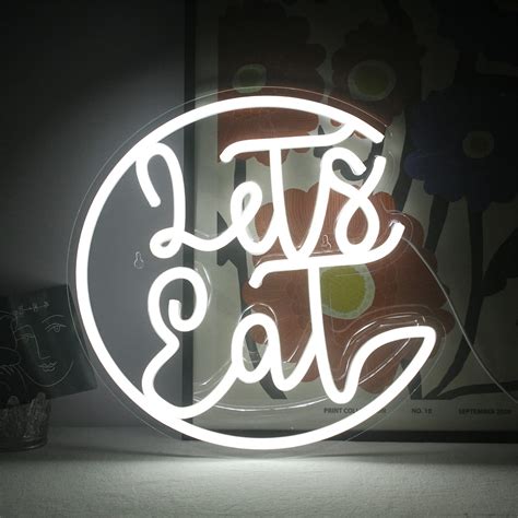 Buy Let S Eat Usb Neon Sign Cold White Light Led Neon Lights For Pub Party Lamp Kitchen Wall