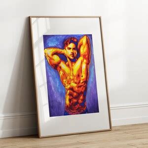 Naked Male A Naked Male B Nude Set Of 2 Gay Art Print Male Line Art Set